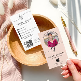 Tarjeta De Visita Código QR del logotipo de foto comercial de un cír