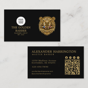 Tarjeta De Visita Código Qr del logotipo de Golden Beaver de la barb