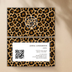Tarjeta De Visita Código QR del logotipo de impresión de animal de l