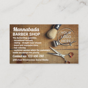 Tarjeta De Visita Código QR del logotipo de la barbería rústica foto