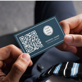 Tarjeta De Visita Código QR del logotipo de la Compañía Azul de la M