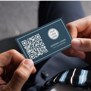 Tarjeta De Visita Código QR del logotipo de la Compañía Azul de la M