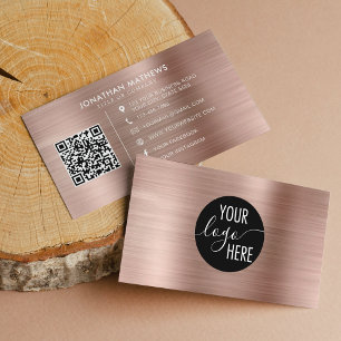 Tarjeta De Visita Código QR del logotipo de la Compañía de Oro Rosa