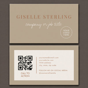 Tarjeta De Visita Código QR del logotipo de la empresa minimalista n