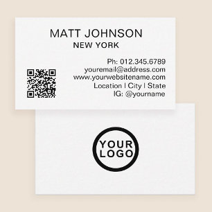 Tarjeta De Visita Código QR del logotipo de la empresa moderno blanc