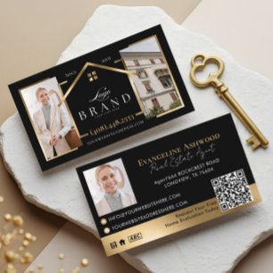 Tarjeta De Visita Código QR del logotipo de la foto del agente de bi