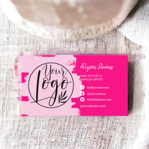 Tarjeta De Visita Código qr del logotipo de la foto del maquillaje d