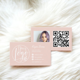 Tarjeta De Visita Código qr del logotipo de la foto del maquillaje d