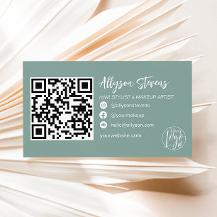 Tarjeta De Visita Código qr del logotipo de la foto del maquillaje d