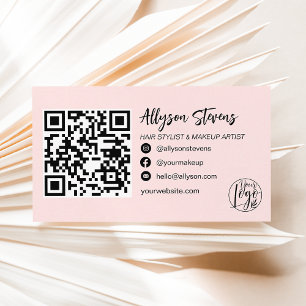 Tarjeta De Visita código qr del logotipo de la foto del maquillaje d