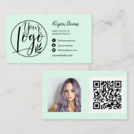 Tarjeta De Visita Código qr del logotipo de la foto del maquillaje d