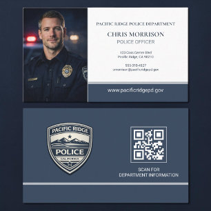Tarjeta De Visita Código QR del logotipo de la foto del oficial de p