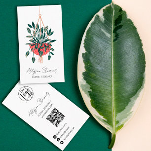 Tarjeta De Visita Código qr del logotipo de la planta de un diseñado
