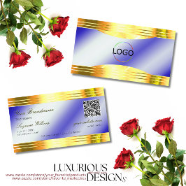 Tarjeta De Visita Código QR del logotipo de las Bordes doradas brill