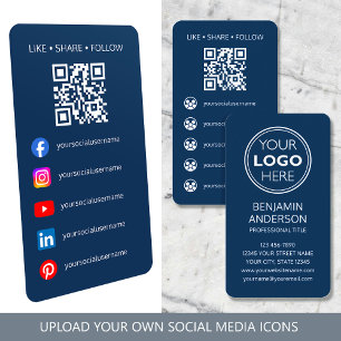 Tarjeta De Visita Código QR del logotipo de las redes sociales conte