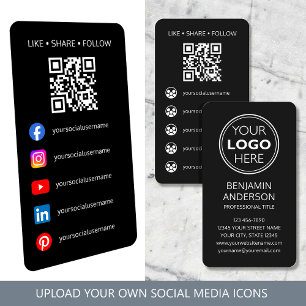 Tarjeta De Visita Código QR del logotipo de las redes sociales conte