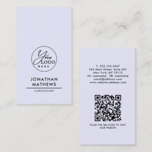 Tarjeta De Visita Código QR del logotipo de lavanda genérico profesi