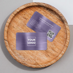 Tarjeta De Visita Código QR del logotipo de lavanda Metalizado cepil