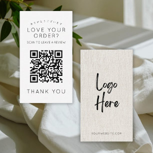 Tarjeta De Visita Código QR del logotipo de lino simple Deja una res