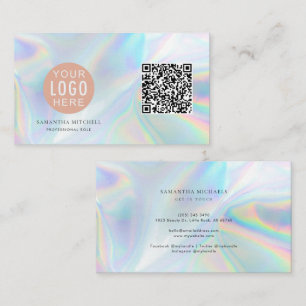 Tarjeta De Visita Código QR del logotipo de marca holográfico person