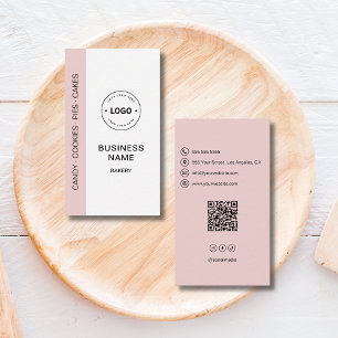 Tarjeta De Visita Código QR del logotipo de panadería en redes socia
