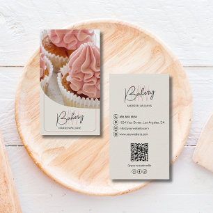 Tarjeta De Visita Código QR del logotipo de panadería moderna con mo