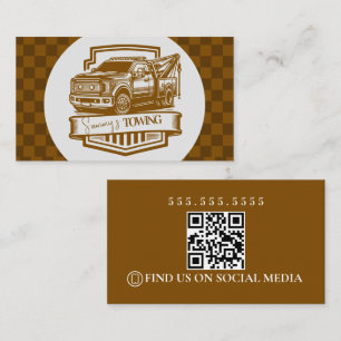 Tarjeta De Visita Código QR del logotipo de Retro Towing Services