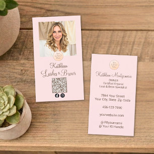 Tarjeta De Visita Código QR del logotipo de rosa sonrojado Foto Pest