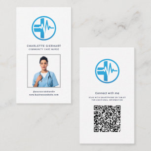 Tarjeta De Visita Código QR del logotipo de su empresa Foto de emple