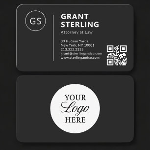 Tarjeta De Visita Código QR del logotipo del abogado profesional neg