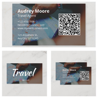 Tarjeta De Visita Código QR del logotipo del agente de viajes