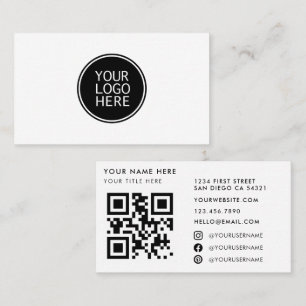 Tarjeta De Visita Código QR del logotipo empresarial minimalista mod