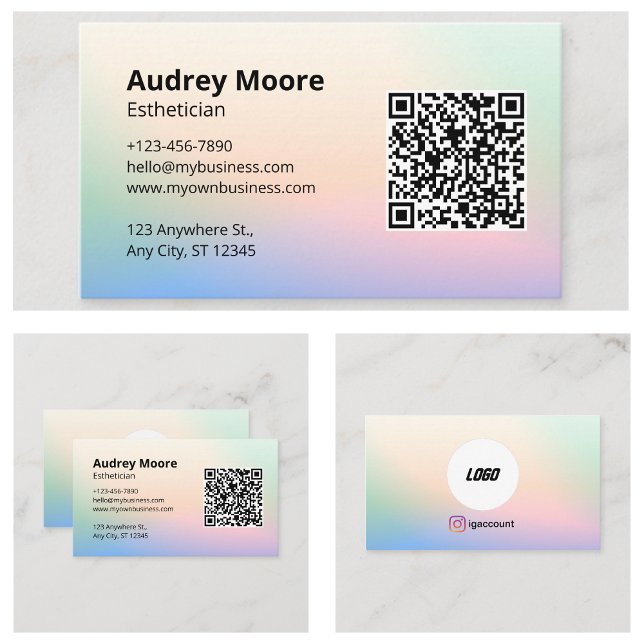 Tarjeta De Visita Código QR del logotipo Esteticista Acuarela (Logo QR Code Esthetician Watercolor Business Card
)