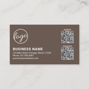 Tarjeta De Visita Código QR del logotipo marrón profesional moderno