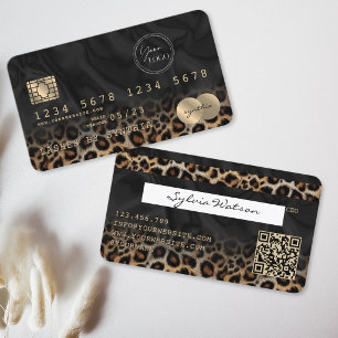Tarjeta De Visita Código QR del logotipo moderno del leopardo estilo