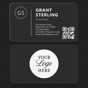 Tarjeta De Visita Código QR del logotipo negro del consultor profesi