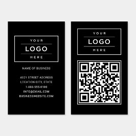Tarjeta De Visita Código QR del logotipo negro personalizado moderno