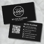 Tarjeta De Visita Código QR del logotipo profesional Minimalista mod<br><div class="desc">Tarjeta de presentación con el logotipo profesional Minimalista moderno y contemporáneo QR Code. Esta elegante y moderna tarjeta de visita cuadrada presenta un fondo negro en ambos lados, con fuentes blancas limpias y acentos para un aspecto atemporal y profesional. Ideal para cualquiera que busque un diseño audaz pero subestimado, es...</div>
