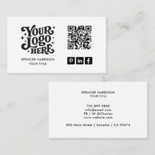 Tarjeta De Visita Código QR del logotipo retro