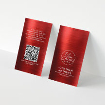 Código QR del logotipo rojo metálico cepillado pro