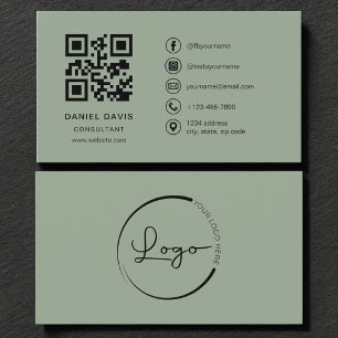 Tarjeta De Visita Código QR del logotipo verde esmeralda del consult