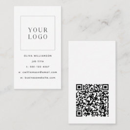 Tarjeta De Visita Código QR del logotipo vertical blanco Minimalista