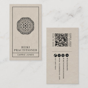 Tarjeta De Visita Código QR del Mandala del Practicante de Reiki Mod