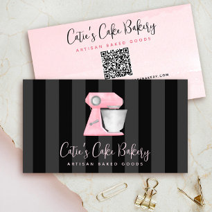 Tarjeta De Visita Código QR del mezclador de panadería rosa rubor so