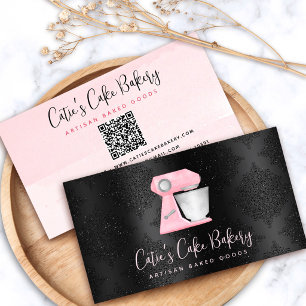 Tarjeta De Visita Código QR del mezclador de panadería rosa rubor so
