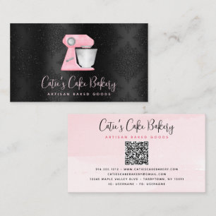 Tarjeta De Visita Código QR del mezclador de panadería rosa rubor so