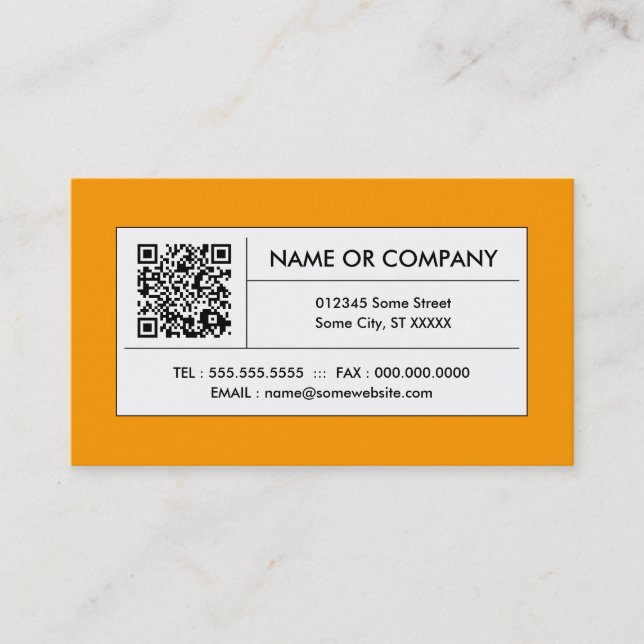 Tarjeta De Visita Código QR del naranja (Anverso)