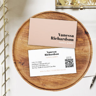 Tarjeta De Visita Código QR del Notario Minimalista moderno rosa lig