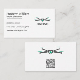 Tarjeta De Visita Código QR del operador de drones minimalista | UAV