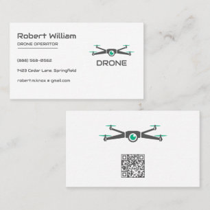Tarjeta De Visita Código QR del operador de drones minimalista UAV